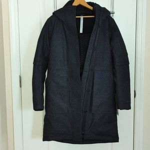 Lululemon Winter  Warrior  Parka "wool"  Black NWT Down filled Long length coat